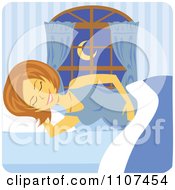 Clipart Happy Pregnant Caucasian Woman Sleeping On Her Side And Resting Her Hand On Her Belly Royalty Free Vector Illustration by Amanda Kate
