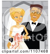 Poster, Art Print Of Happy Caucasian Wedding Couple Smiling At Each Other