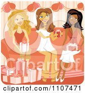 Clipart Friends Presenting A Bride With Gifts At Her Bridal Shower Royalty Free Vector Illustration by Amanda Kate