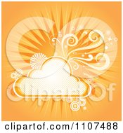 Poster, Art Print Of Orange Background Of Sunshine Swirls And A Cloud