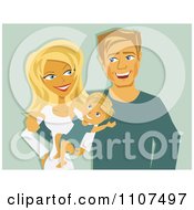 Poster, Art Print Of Happy Caucasian Mother And Father With A Baby