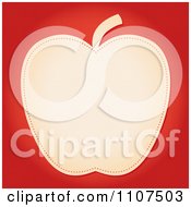 Poster, Art Print Of Beige Apple With Seams On Red