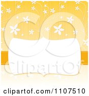 Poster, Art Print Of Retro Frame With Copyspace Over A Textured Yellow And White Floral Pattern