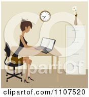Poster, Art Print Of Woman Working On A Laptop In An Office