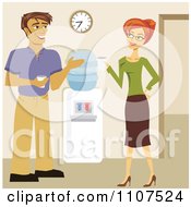 Man And Woman Flirting By A Water Cooler In An Office
