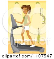 Poster, Art Print Of Fit Hispanic Woman Walking On An Treadmill In A Gym