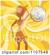Poster, Art Print Of Woman Dancing Over A Yellow Swirl And A Disco Ball