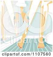 Poster, Art Print Of Woman Shaving Her Legs With Cream And A Razor In A Bathroom