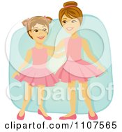 Poster, Art Print Of Happy Ballerina Sisters In Tutus Over Blue