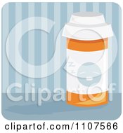 Clipart Bottle Of Sleeping Pills Over Blue Stripes Royalty Free Vector Illustration