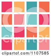Poster, Art Print Of Background Of Pink Orange And Turquoise Tiles On White