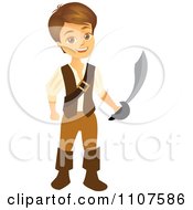 Poster, Art Print Of Happy Pirate Boy Holding A Sword