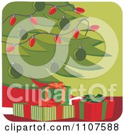 Clipart Wrapped Presents Under A Christmas Tree On Green Royalty Free Vector Illustration