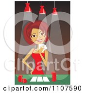 Clipart Woman Putting On Her Poker Face While Playing A Game Royalty Free Vector Illustration