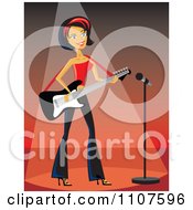 Poster, Art Print Of Rocker Chick Playing An Electric Guitar On Stage