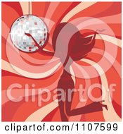 Poster, Art Print Of Woman Dancing Over A Red Swirl And A Disco Ball