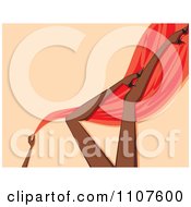 Poster, Art Print Of Sexy Black Womans Legs With Red Silk And Heels Over Beige