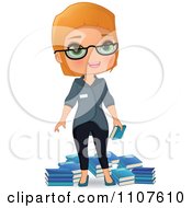Clipart Happy Librarian Surrounded By Books Royalty Free Vector Illustration