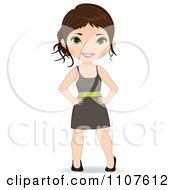 Clipart Chic Brunette Woman In A Dress Royalty Free Vector Illustration