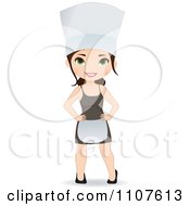 Clipart Happy Female Chef In A Hat Apron And Dress Royalty Free Vector Illustration