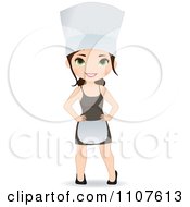 Poster, Art Print Of Happy Female Chef In A Hat Apron And Dress