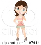 Clipart Happy Blue Eyed Brunette Girl Wagging Her Finger Royalty Free Vector Illustration