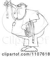 Clipart Outlined Man Wearing Goggles And Holding A Rope Royalty Free Vector Illustration