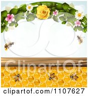 Poster, Art Print Of Bees And Honeycombs With Flowers 4