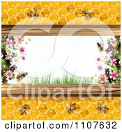 Poster, Art Print Of Bees And Honeycombs With Flowers 3