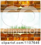 Clipart Brick Borders With Grass And Sky Royalty Free Vector Illustration