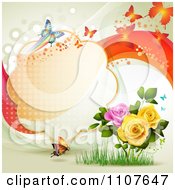 Poster, Art Print Of Butterfly Frame With Roses