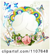 Butterfly Frame With Roses And Rainbow Circles 1
