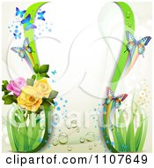 Clipart Butterfly Frame With Dew And Roses Royalty Free Vector Illustration