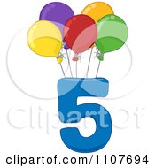 Clipart Number Five With 5 Balloons Royalty Free Vector Illustration