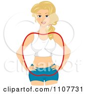 Clipart Blond Woman With An Apple Shaped Figure Royalty Free Vector Illustration