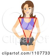 Clipart Happy Brunette Woman With An Inverted Triangular Figure Royalty Free Vector Illustration