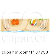 Poster, Art Print Of Website Header Of Male And Female Feet In Sandals On A Beach