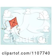 Poster, Art Print Of Red Kite With Ribbon Trails In A Cloudy Sky