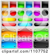Poster, Art Print Of Reflective Plaques Icons And Buttons On Gray