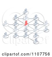 Poster, Art Print Of Networked 3d Avatar People Connected To A Red Person In The Center