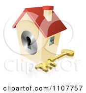 Poster, Art Print Of 3d House Padlock With A Skeleton Key