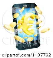 Poster, Art Print Of 3d Cell Phone With Gold Coins And A Euro Symbol Bursting From The Screen