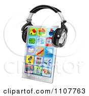 Poster, Art Print Of 3d Touch Screen Smart Phone With App Icons And Headphones
