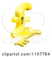 Poster, Art Print Of 3d Golden Skeleton Key And Pound Sterling Key Hole