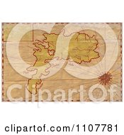Poster, Art Print Of Grungy Aged Map Of An Island With A Compass Star