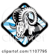 Poster, Art Print Of Bighorn Sheep In A Diamond Of Blue Rays