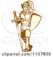 Clipart Walking Knight With A Shield And Sword Royalty Free Vector Illustration