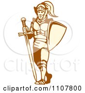 Poster, Art Print Of Walking Knight With A Shield And Sword