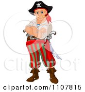 Poster, Art Print Of Tough Blond Male Pirate With Folded Arms