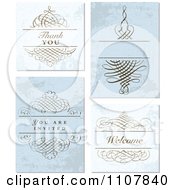 Set Of Distressed Swirl And Blue Wedding Invitation Designs